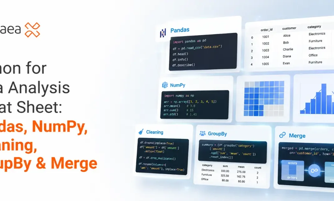 Python for Data Analysis Cheat Sheet: Pandas, NumPy, Data Cleaning, GroupBy and Merge 